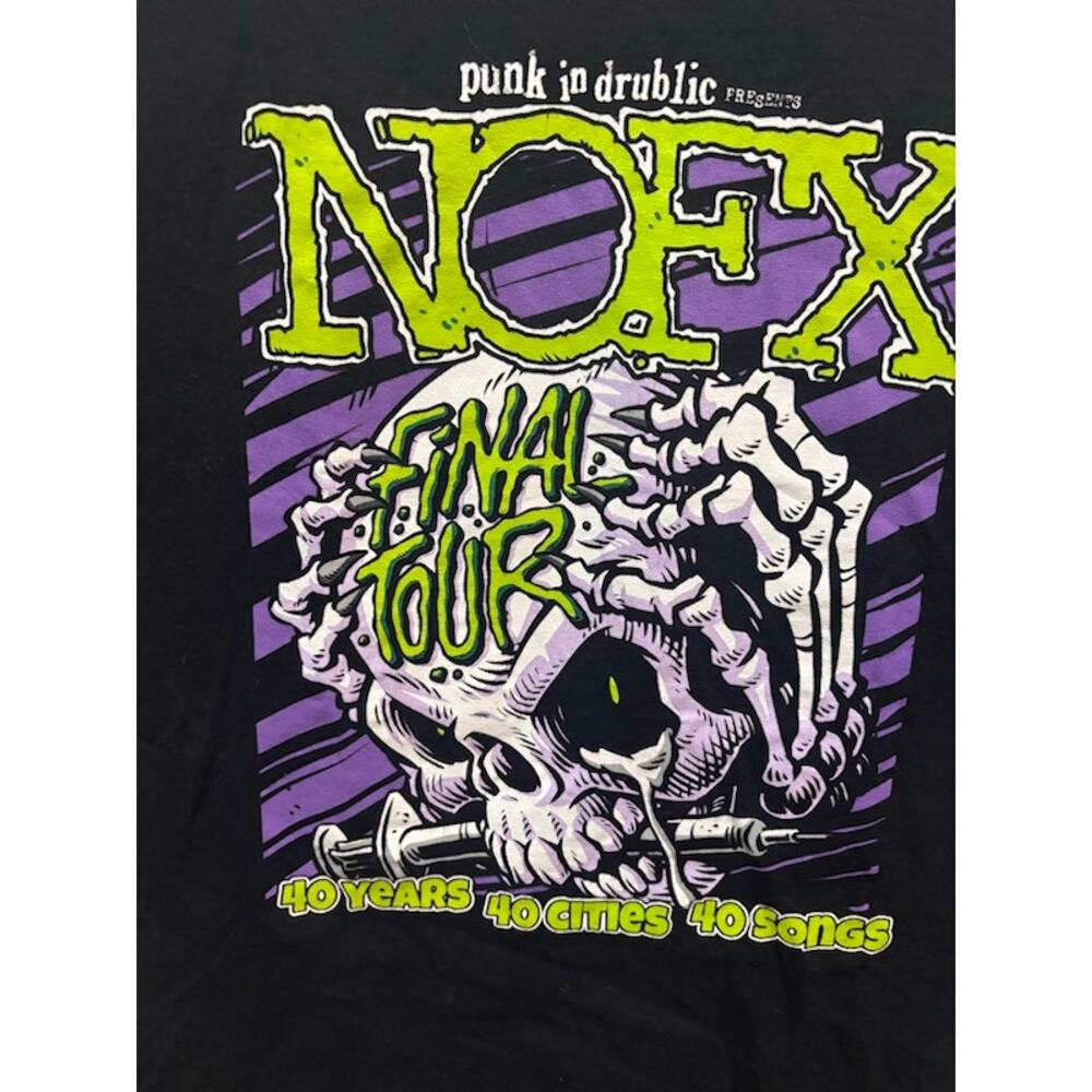 NOFX FINAL tour shirt 40 years 2024 Black and green skull tour dates on back s L - Picture 3 of 4